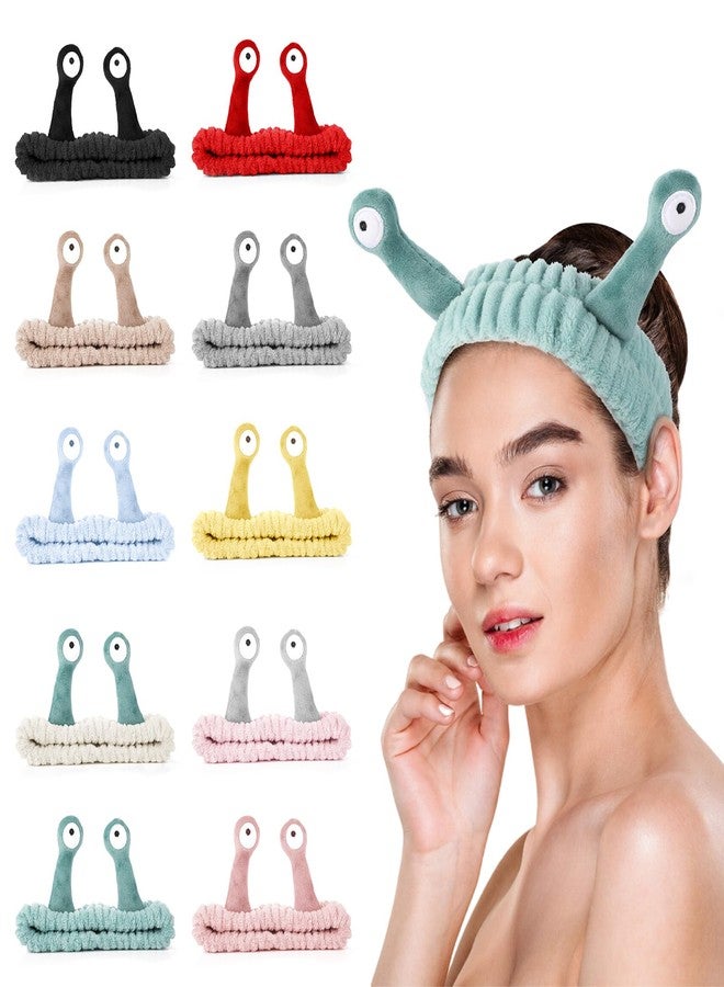Molain 10PCS Headband for Washing Face, Cartoon Cute Flannel Skincare Headbands, Palm and Snail Spa Headband, Elastic Hair Bands Creative Hair Accessories - Image 1